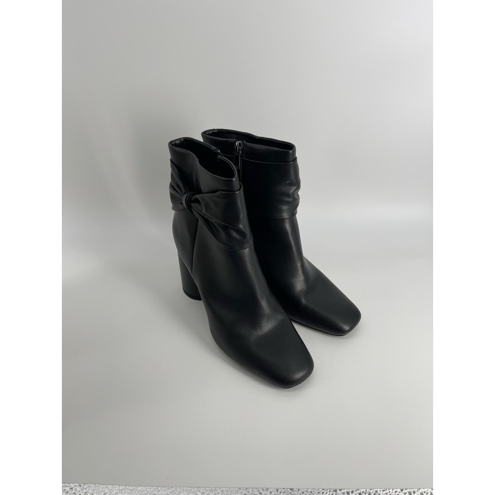 Sam & Libby Black Ankle Boots Block Heel‎ Bow Detail Size 9 Women
